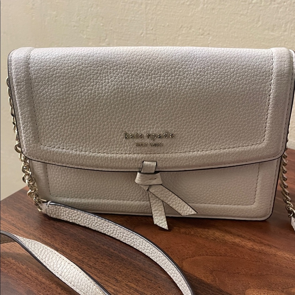 Kate Spade Cream Crossbody Bag with Bow Accent